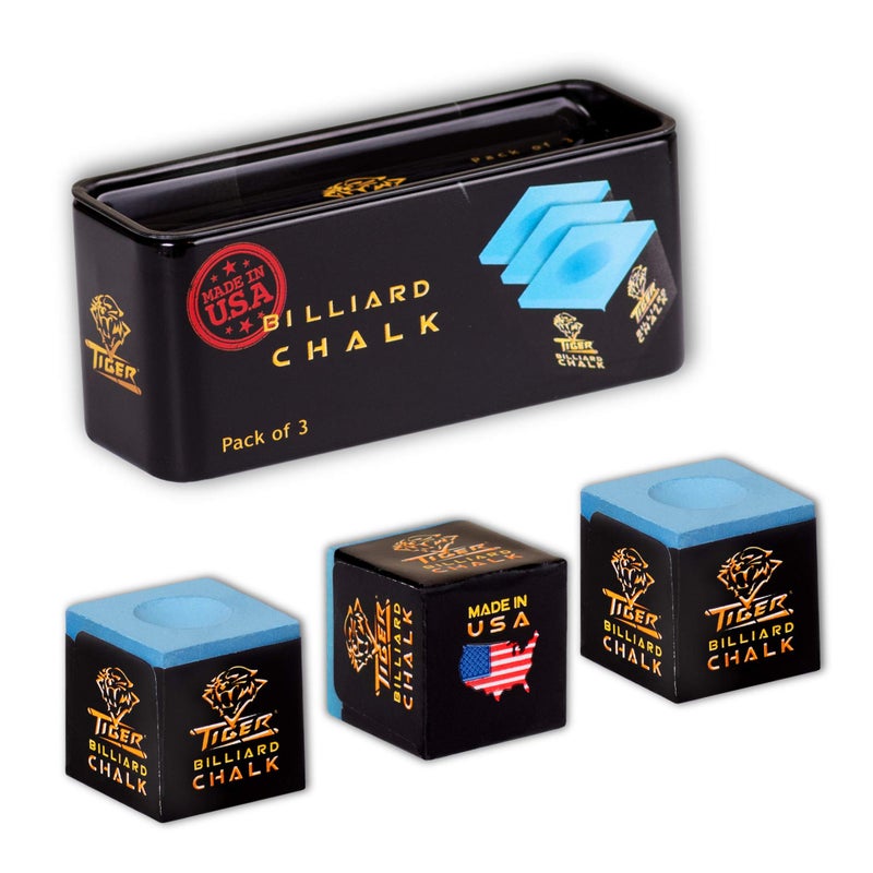TigerProducts Tiger Pool cue Billiard Chalk - Blue - Pack of 3 - Image 1